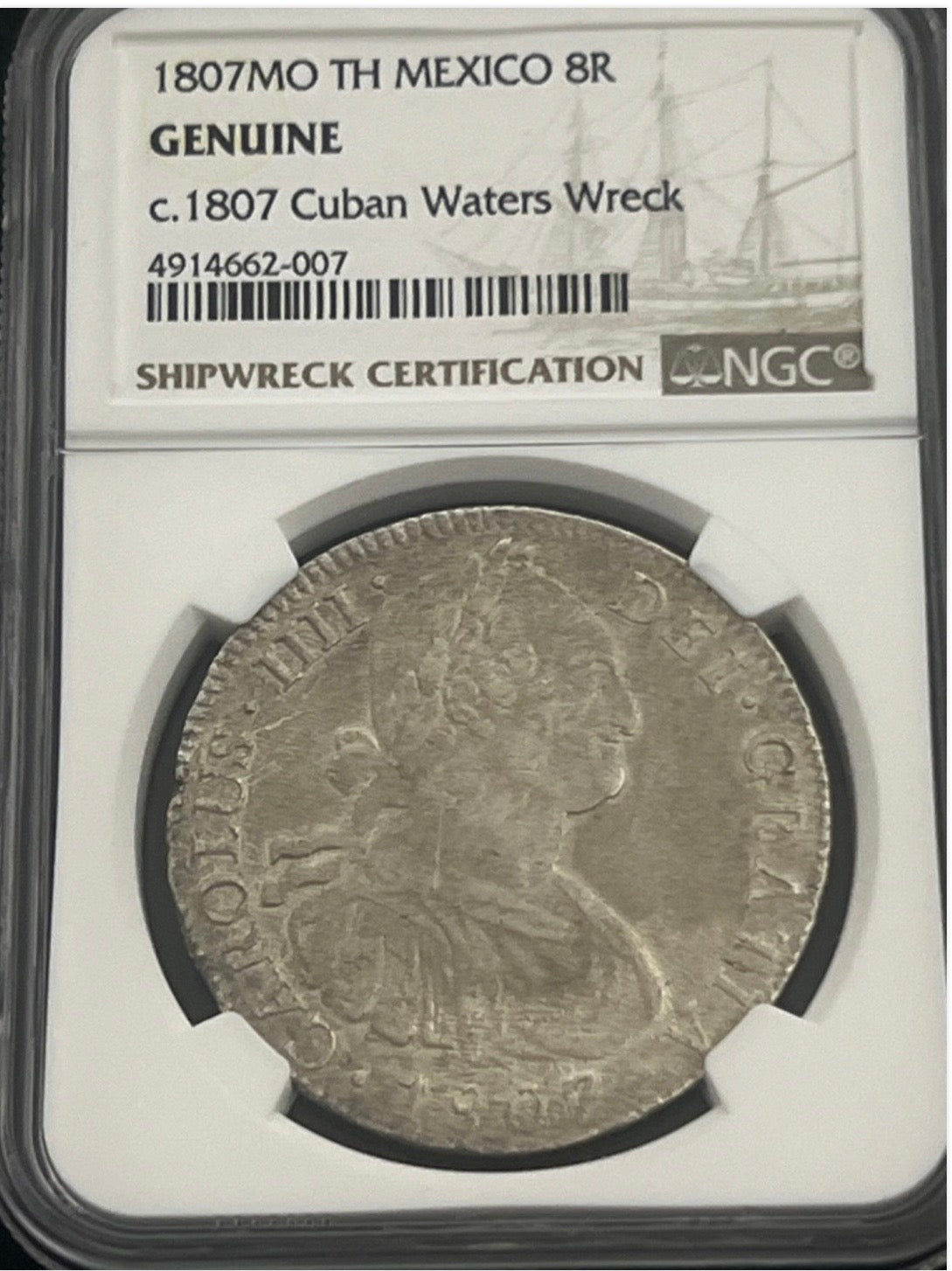 Cuban Waters Shipwreck coin 8 REALES Minted in Mexico Dated 1807