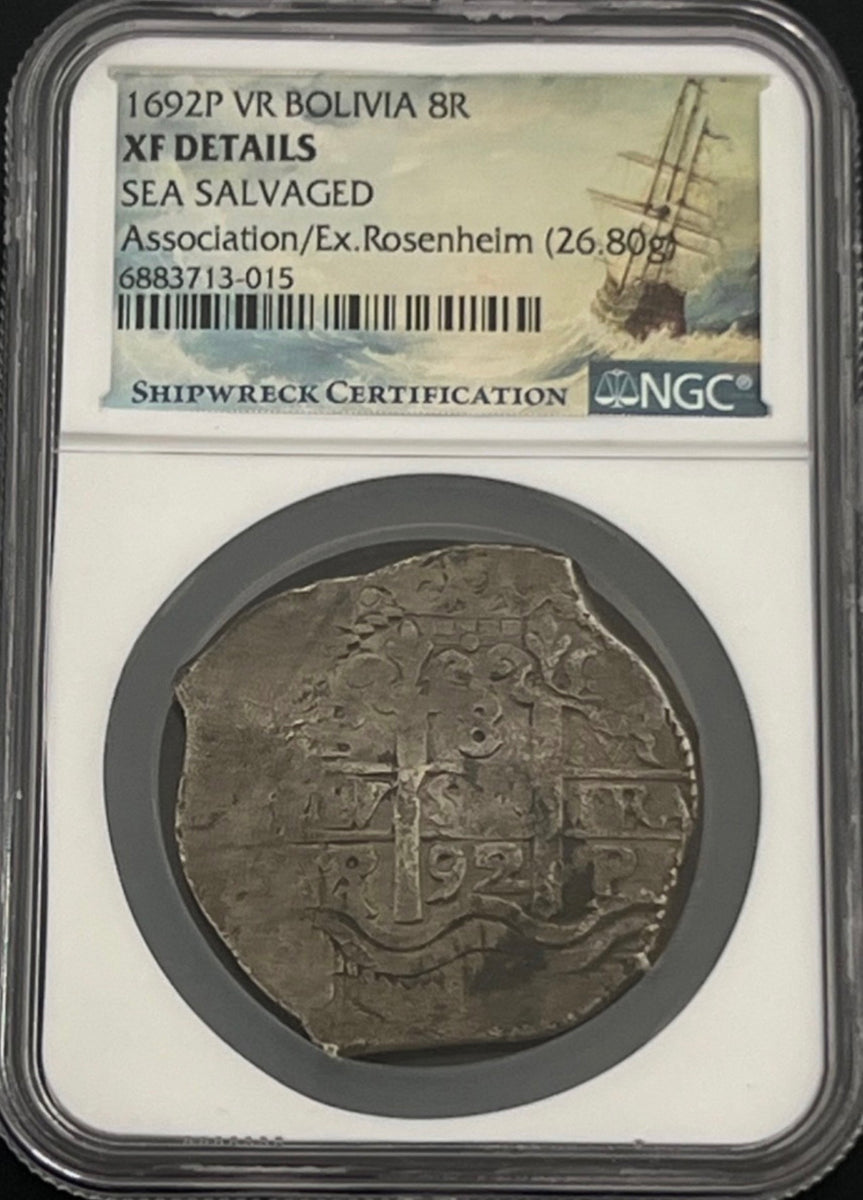 ASSOCIATION SHIPWRECK 8 Reales Graded by NGC XF Details – Shipwreck Coins