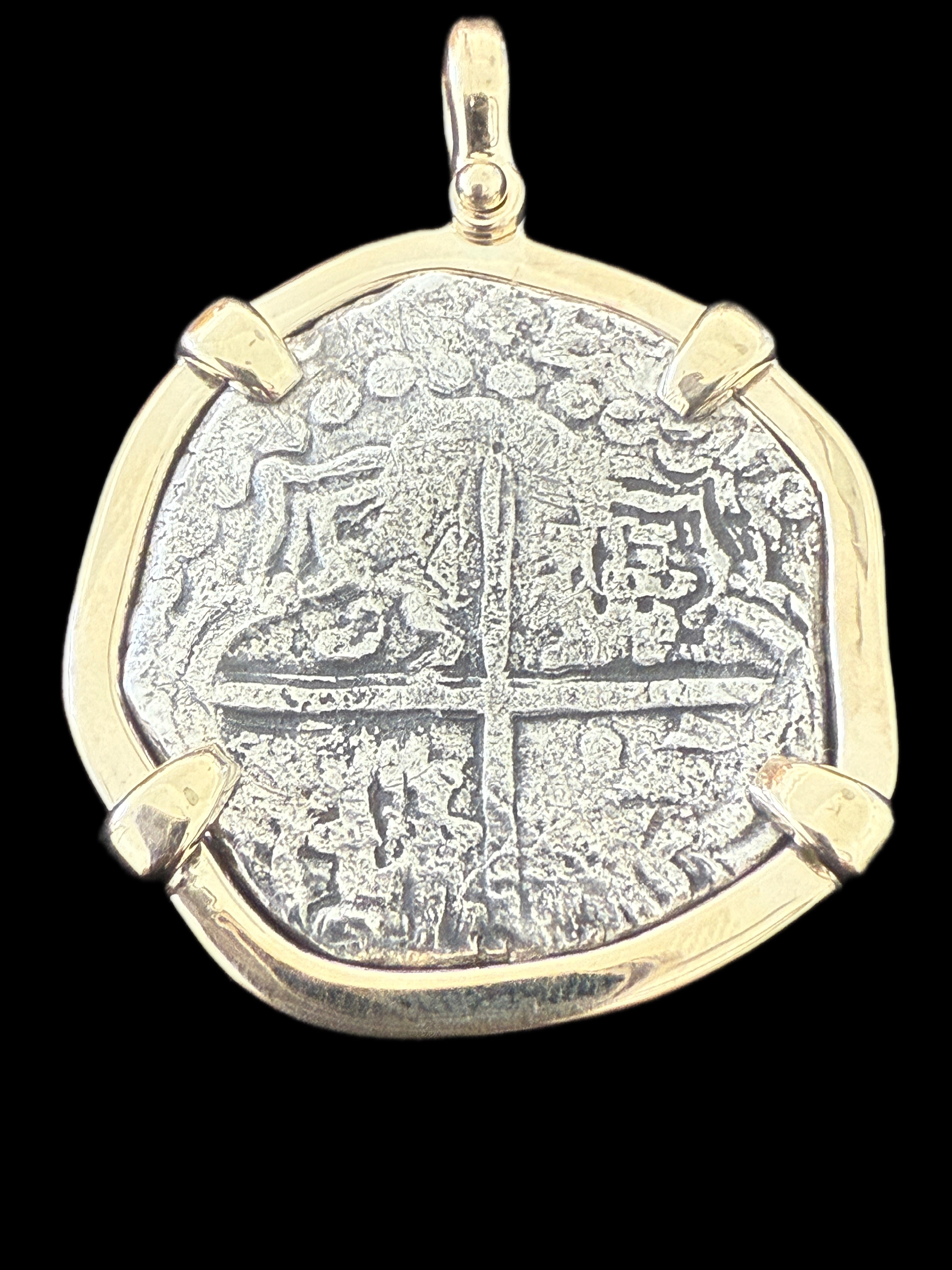 Atocha 4 Reales Grade 1 Mounted in 6.9 grams 14k Gold