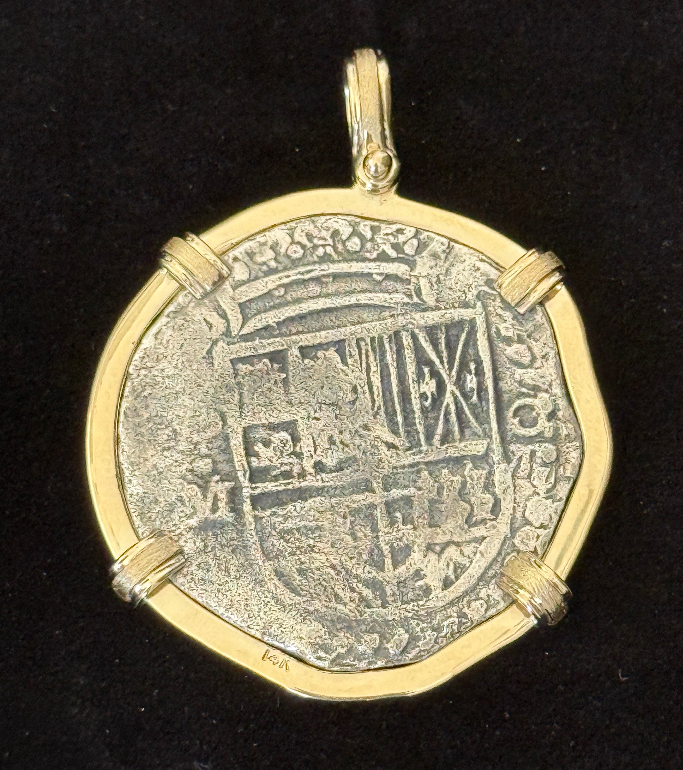 Atocha 8 Reales Grade 1 Mounted in 14k Gold 9.3 grams