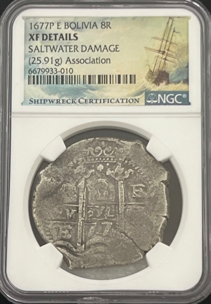 ASSOCIATION SHIPWRECK 8 Reales Graded by NGC XF Details – Shipwreck Coins