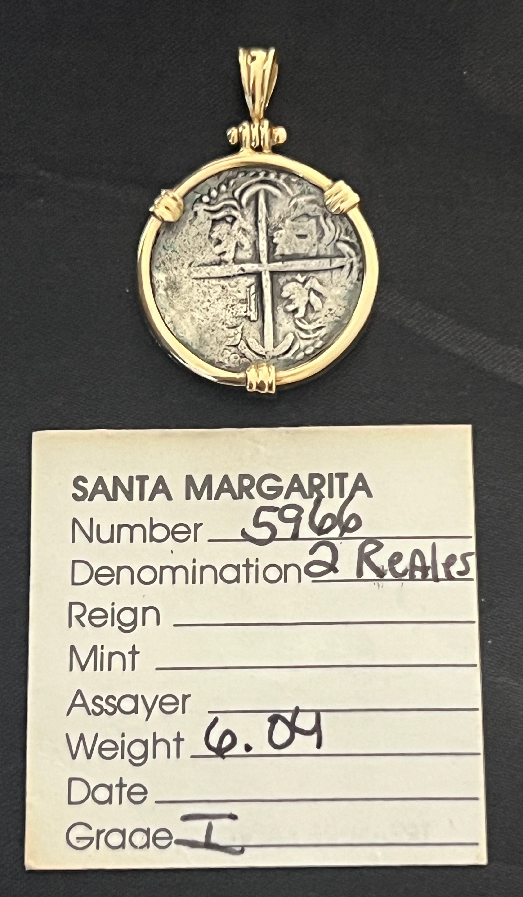 Santa Margarita 2 Reales Grade 1 in 14 K Gold Mount