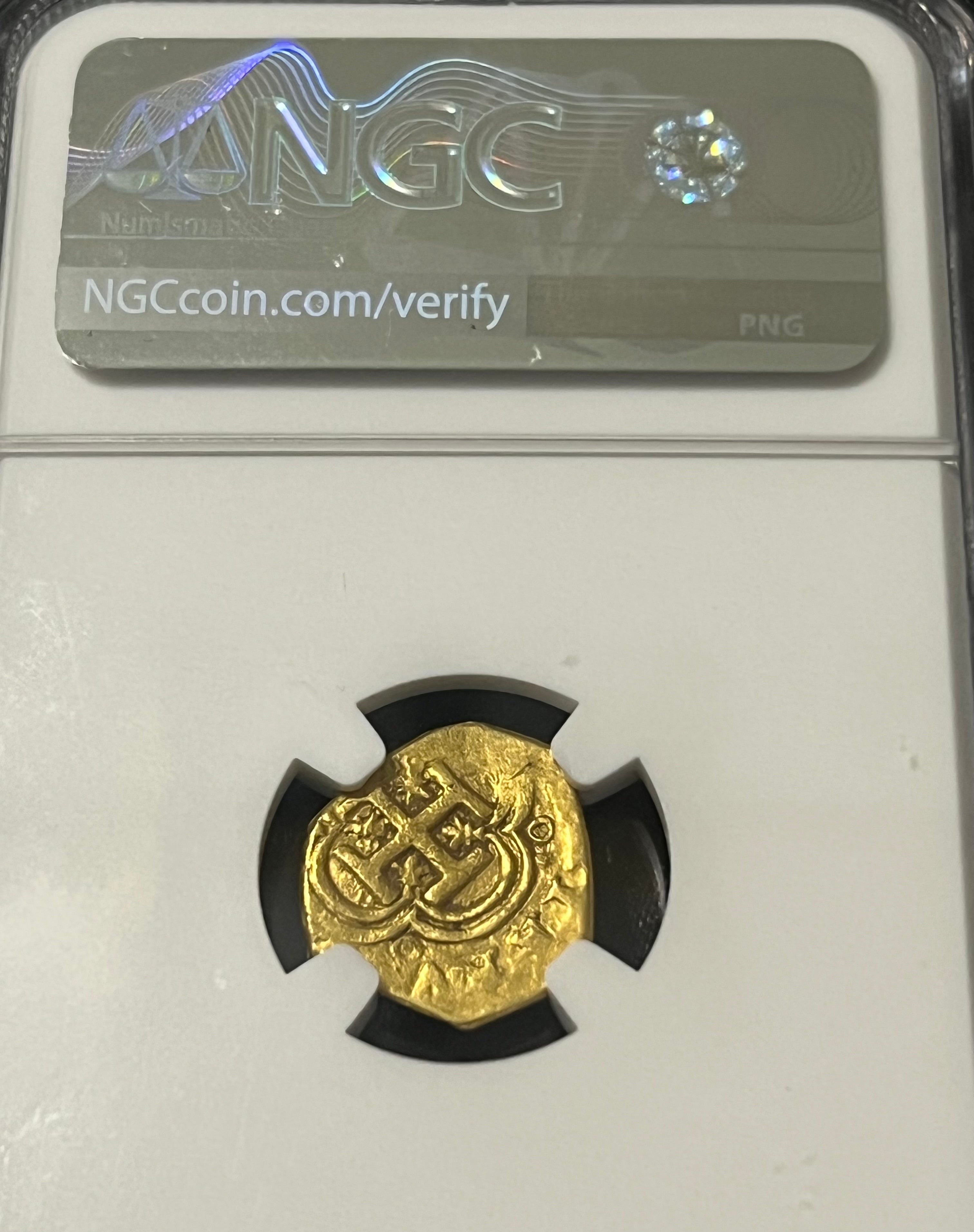 1 Escudo Spain Gold Coin NGC Grade AU 58