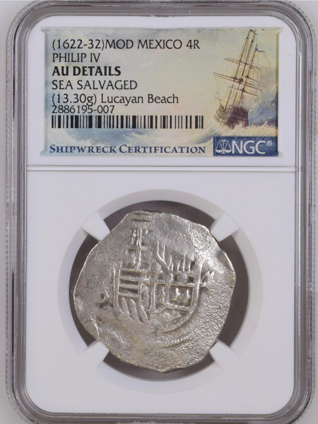Lucayan Beach Wreck 4 Reales NGC AU Details