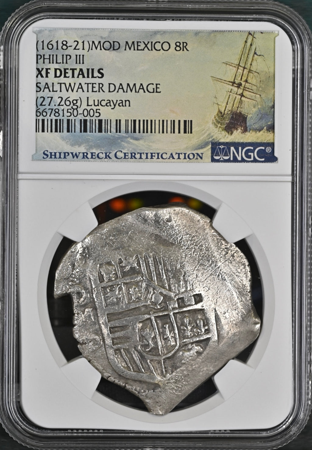 Lucayan Beach Wreck 8 Reales Grade XF Details