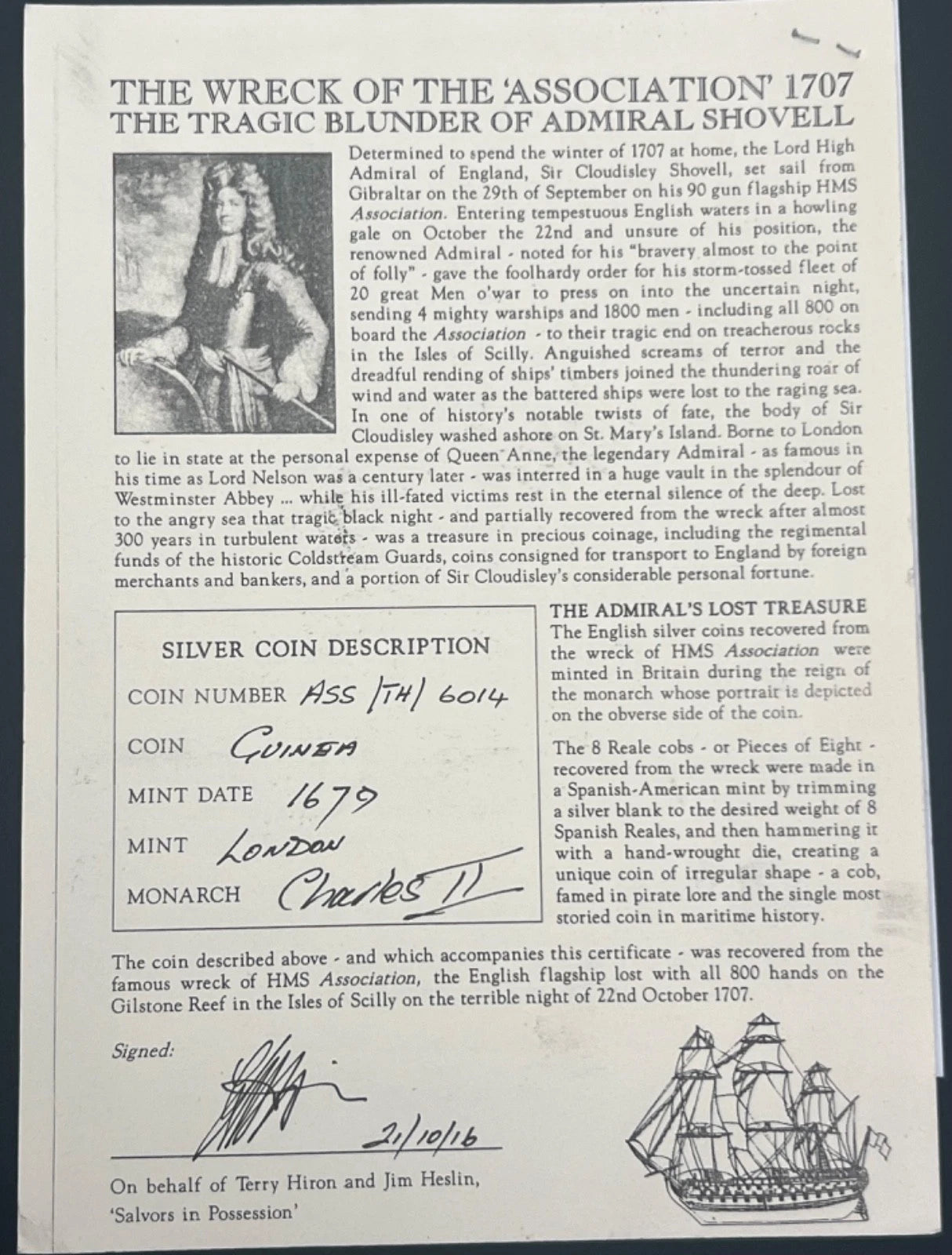 ASSOCIATION SHIPWRECK Gold Guinea NGC VF Details