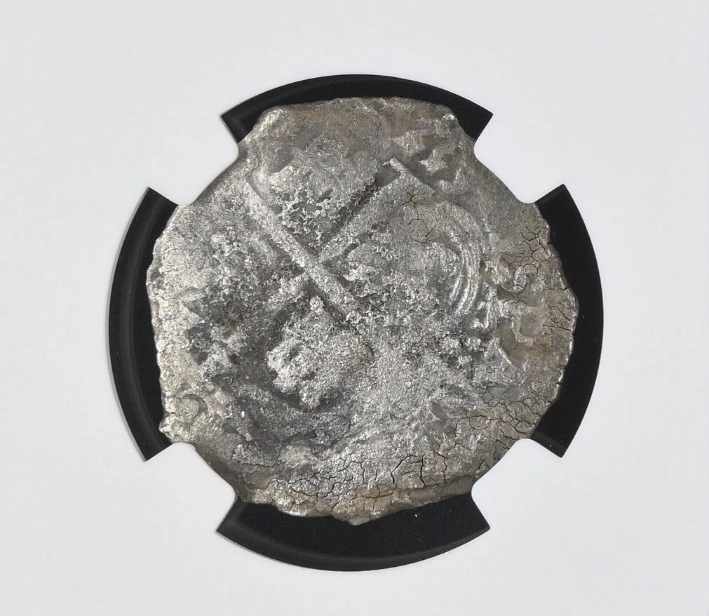 JUPITER SHIPWRECK 4 REALE Potosi Dated 1655 NGC TOP POP VF Details
