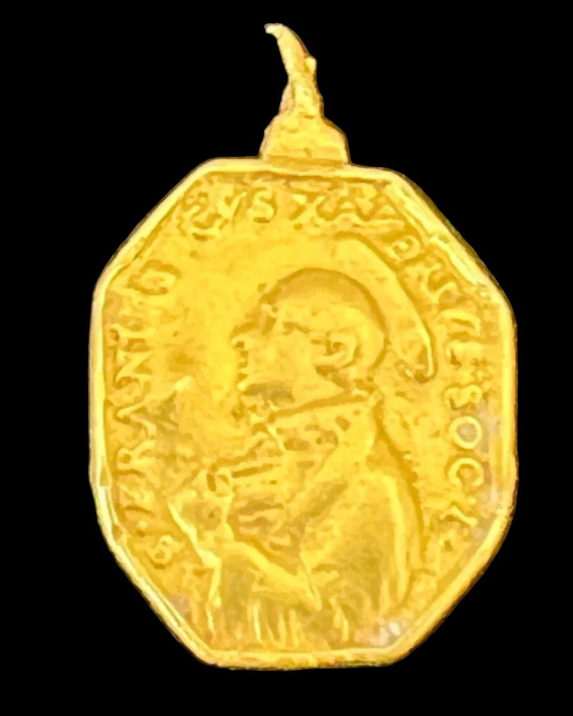 1715 FLEET Gold Religious pendant from a Rosary 20K gold Medallion Fisher COA