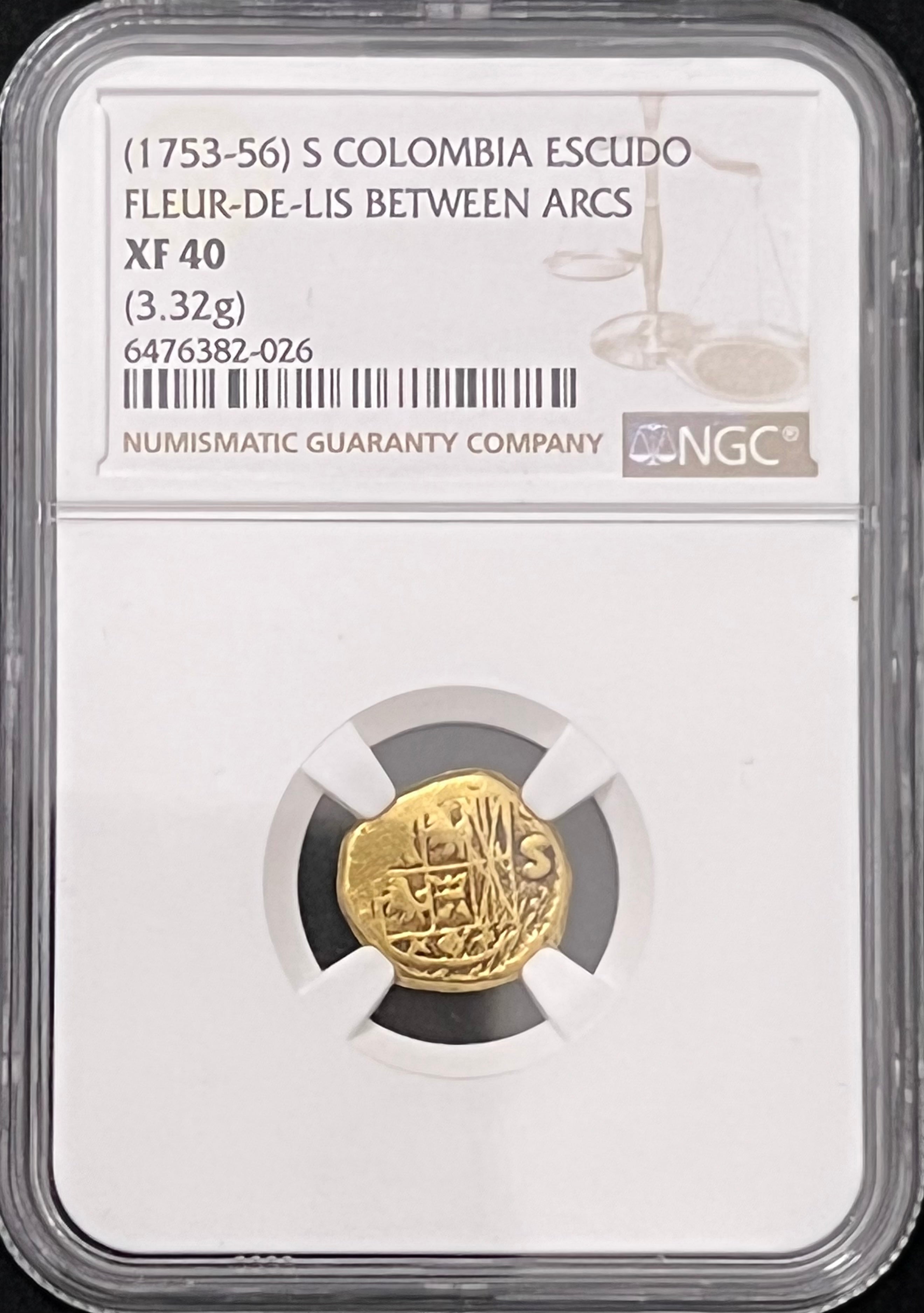 1 Escudo Bogota Colombia NGC Grade XF 40 (1753-56) Gold Coin
