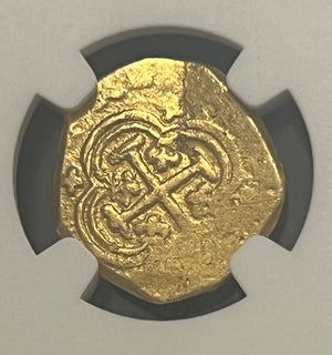 1 Escudo Spain Seville NGC Grade AU 53 (1672-1700) Gold Coin