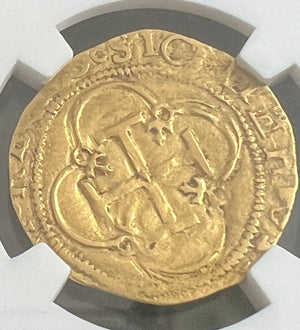 1 Escudo Spain Seville NGC Grade AU 53 (1516-56) Gold Coin