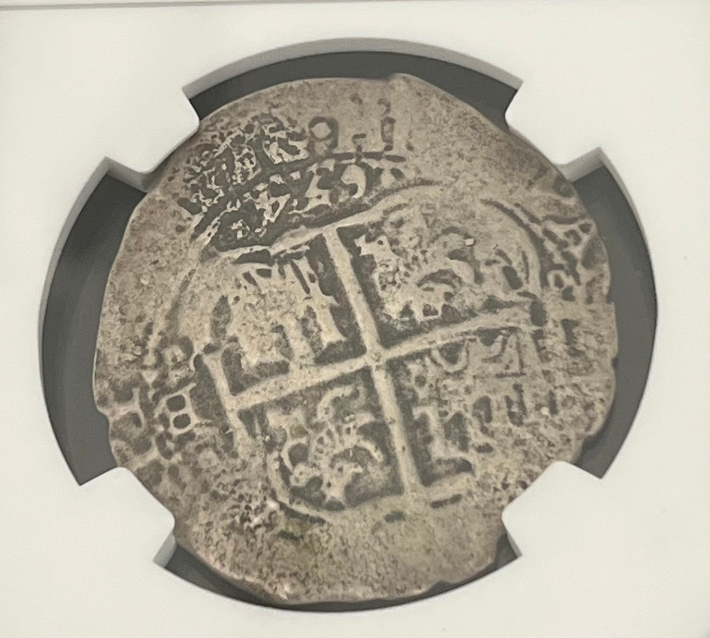 Capitana 8 Reales VF Details NGC ( Double Dated 1654)